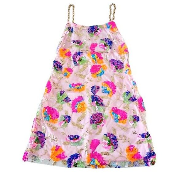 Colorful Sequin Floral Chain Strap Mini Dress Y2K Party - Juniors Small - Picture 12 of 12